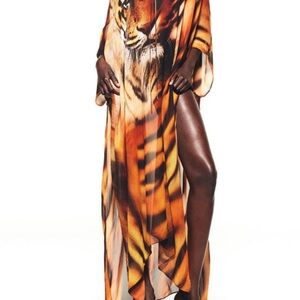 ROBERTO CAVALLI X SKIMS SOLD OUT Orange Tiger Print Kaftan